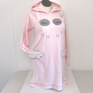 Kenzie Owl Fleece Sleep Hoodie S Pink